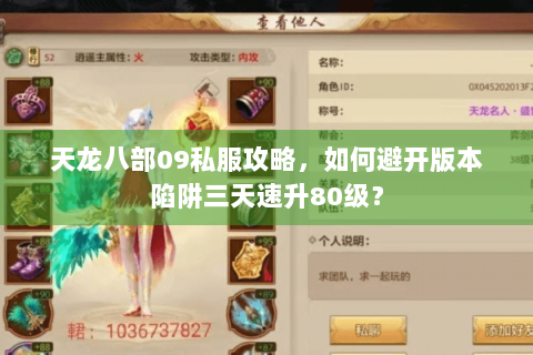天龙八部09私服攻略，如何避开版本陷阱三天速升80级？