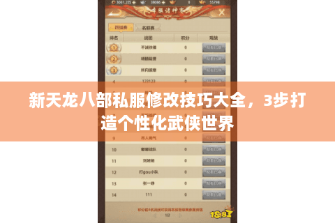 新天龙八部私服修改技巧大全，3步打造个性化武侠世界