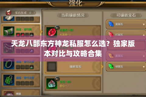 天龙八部东方神龙私服怎么选？独家版本对比与攻略合集
