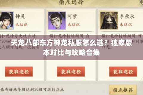 天龙八部东方神龙私服怎么选？独家版本对比与攻略合集