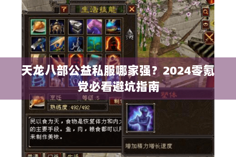 天龙八部公益私服哪家强？2024零氪党必看避坑指南