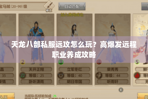 天龙八部私服远攻怎么玩？高爆发远程职业养成攻略