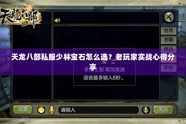 天龙八部私服少林宝石怎么选？老玩家实战心得分享