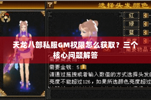 天龙八部私服GM权限怎么获取？三个核心问题解答