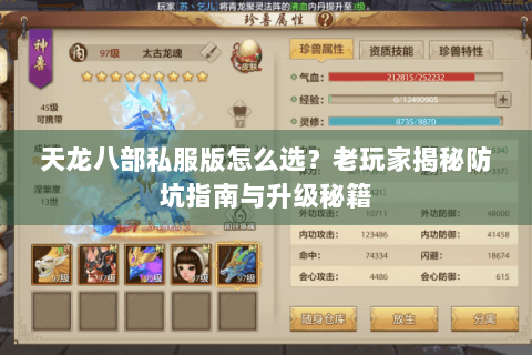 天龙八部私服版怎么选？老玩家揭秘防坑指南与升级秘籍