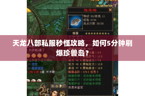 天龙八部私服秒怪攻略，如何5分钟刷爆珍兽岛？