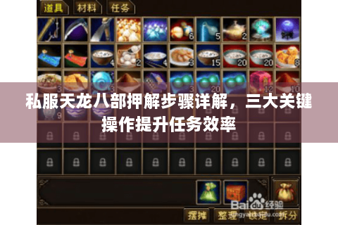 私服天龙八部押解步骤详解，三大关键操作提升任务效率