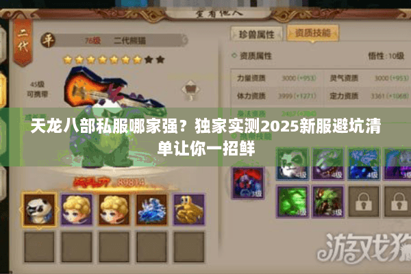 天龙八部私服哪家强？独家实测2025新服避坑清单让你一招鲜