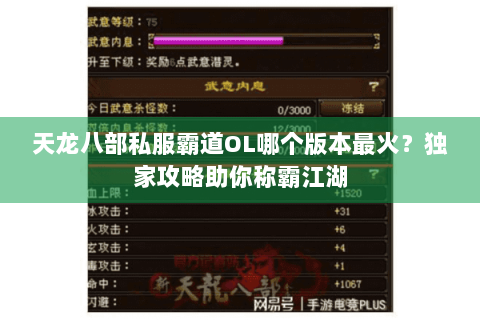 天龙八部私服霸道OL哪个版本最火?独家攻略助你称霸江湖 天龙八部私服霸道OL哪个版本最火?独家攻略助你称霸江湖