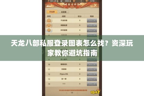 天龙八部私服登录图表怎么找？资深玩家教你避坑指南