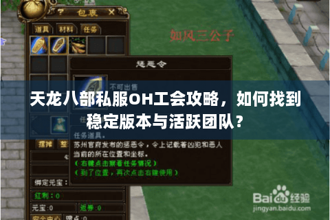 天龙八部私服OH工会攻略，如何找到稳定版本与活跃团队？
