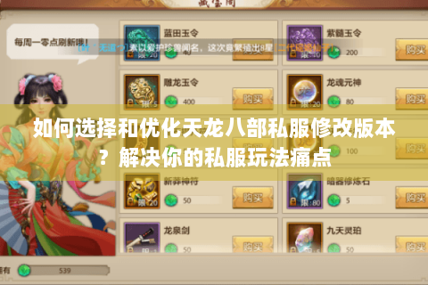 如何选择和优化天龙八部私服修改版本？解决你的私服玩法痛点