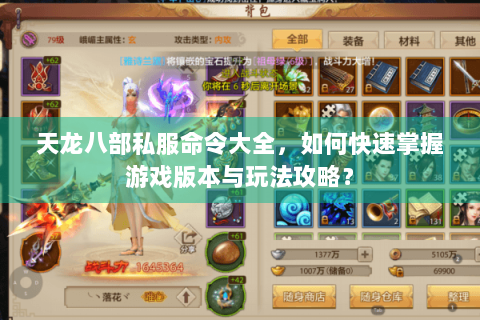 天龙八部私服命令大全，如何快速掌握游戏版本与玩法攻略？