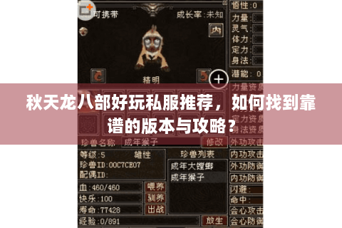 秋天龙八部好玩私服推荐，如何找到靠谱的版本与攻略？