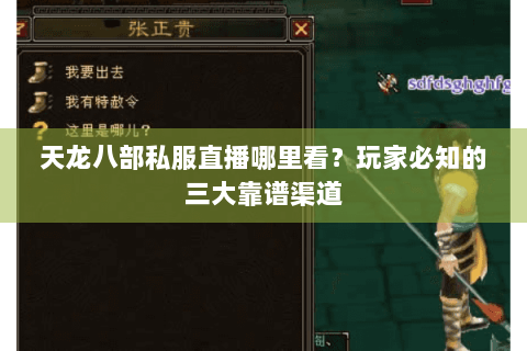 天龙八部私服直播哪里看？玩家必知的三大靠谱渠道