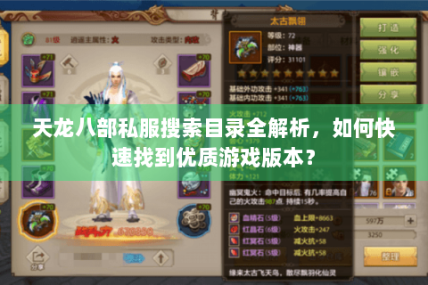 天龙八部私服搜索目录全解析，如何快速找到优质游戏版本？