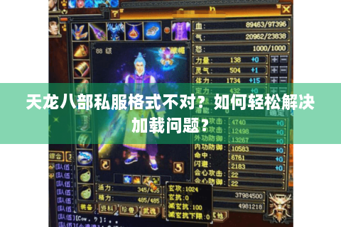 天龙八部私服格式不对？如何轻松解决加载问题？